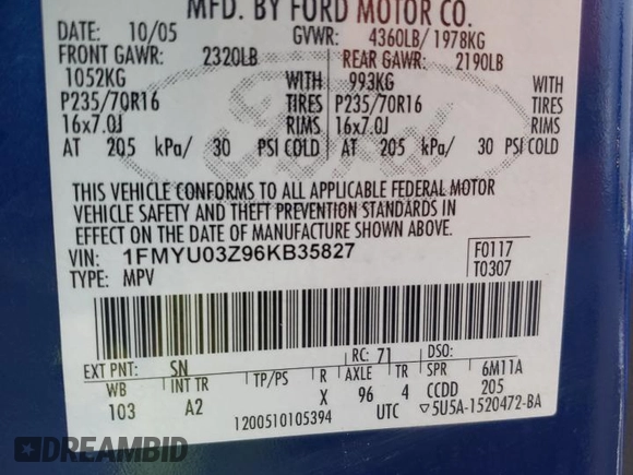 2006 Ford Escape XLT with VIN 1FMYU03Z96KB35827, listed as a Copart auction lot 83392794 with 230,346 mi miles and Salvage Title. Bid and sale history available at carsss.com. Image 12.