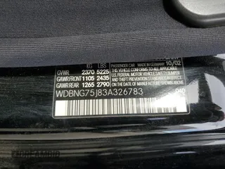 2003 Mercedes-Benz S-Class 5.0L with VIN WDBNG75J83A326783, listed as a Copart auction lot 81931274 with 242,197 mi miles and Clean Title. Bid and sale history available at carsss.com. Image 12.