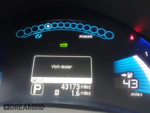 2012 Nissan LEAF SL with VIN JN1AZ0CPXCT022337, listed as a IAAI auction lot 40299658 with 43,173 mi miles. Bid and sale history available at carsss.com. Image 7.
