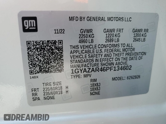2023 Cadillac XT4 FWD Luxury with VIN 1GYAZAR46PF134602, listed as a Copart auction lot 54684865 with 13,221 mi miles and Salvage title. Bid and sale history available at DreamBid. Image 13.