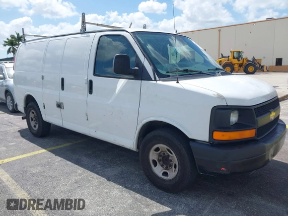 2014 Chevrolet Express Cargo Van with VIN 1GCWGFFA2E1103446, listed as a IAAI auction lot 42177760 with 91,232 mi miles. Bid and sale history available at carsss.com. Image 1.