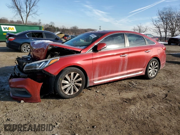2017 Hyundai Sonata Sport with VIN 5NPE34AF6HH469065, listed as a Copart auction lot 41884845 with 119,447 mi miles and Salvage Title. Bid and sale history available at carsss.com. Image 1.
