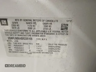 2013 Chevrolet Equinox LT with VIN 2GNFLNEK4D6226166, listed as a IAAI auction lot 42142745 with 140,955 mi miles and . Bid and sale history available at DreamBid. Image 9.
