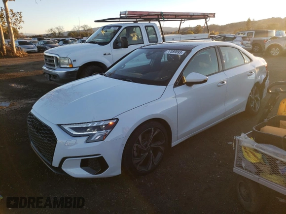 2023 Audi A3 Premium with VIN WAUAUDGY7PA036359, listed as a Copart auction lot 78642463 with 5,173 mi miles. Bid and sale history available at carsss.com. Image 1.