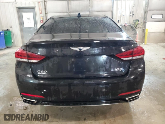 2018 Genesis G80 3.8L with VIN KMHGN4JE4JU238540, listed as a Copart auction lot 59391074 with 63,341 mi miles and Salvage Title. Bid and sale history available at carsss.com. Image 6.