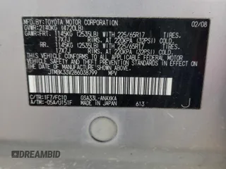 2008 Toyota RAV4 with VIN JTMBK33V286038799, listed as a Copart auction lot 52252825 with 212,260 mi miles and Clean Title. Bid and sale history available at carsss.com. Image 13.