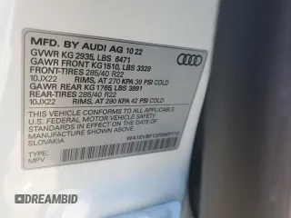 2023 Audi Q8 Premium Plus with VIN WA1EVBF12PD007113, listed as a Copart auction lot 67787744 with 20,482 mi miles and Salvage title. Bid and sale history available at DreamBid. Image 13.