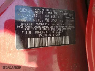 2015 Hyundai Elantra Limited with VIN KMHDH4AEXFU363432, listed as a Copart auction lot 76115064 with 110,385 mi miles and Salvage Title. Bid and sale history available at carsss.com. Image 12.