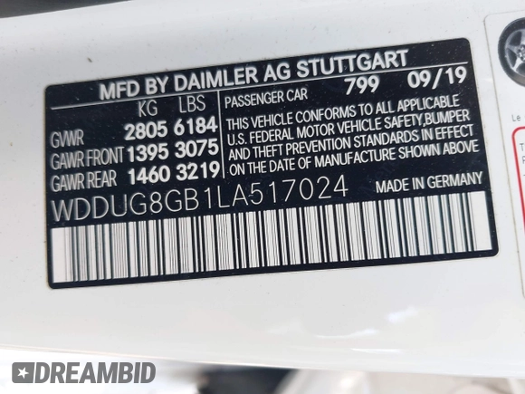 2020 Mercedes-Benz S 560 z VIN WDDUG8GB1LA517024, wystawiony jako IAAI lot #42022021 z przebiegiem 52 456 mil mil oraz . Historia ofert i sprzedaży dostępna na DreamBid. Obrazek 9.