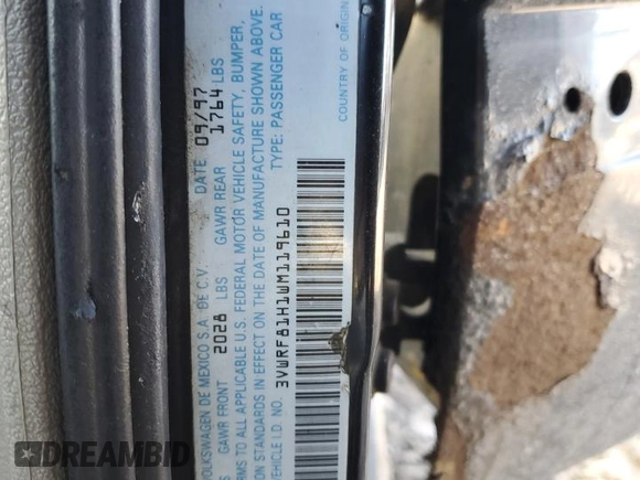 1998 Volkswagen Jetta TDI z VIN 3VWRF81H1WM119610, wystawiony jako Copart lot #42724295 z przebiegiem 8 361 mil mil oraz Szkoda całkowita • Salvage title. Historia ofert i sprzedaży dostępna na DreamBid. Obrazek 12.
