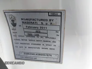 2011 Maserati GranTurismo S с VIN ZAM45KLA5B0057876, выставлен на аукционе IAAI как лот 42413241 с пробегом 64 504 миль миль и . История ставок и продаж доступна на DreamBid. Изображение 9.