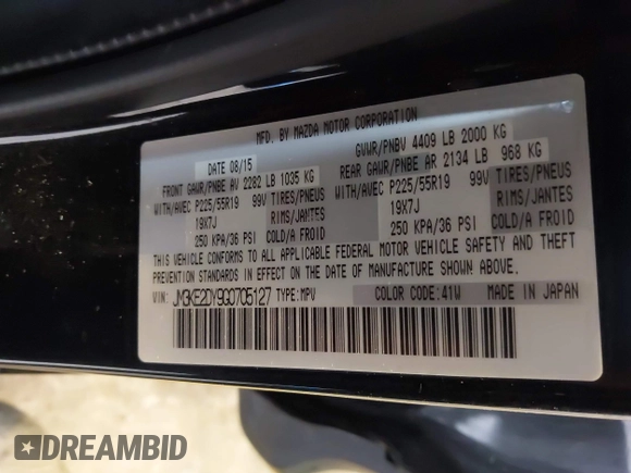 2016 Mazda CX-5 Grand Touring with VIN JM3KE2DY9G0705127, listed as a IAAI auction lot 41412910 with 181,993 mi miles. Bid and sale history available at carsss.com. Image 9.