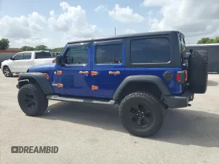 2020 Jeep Wrangler Unlimited Sport S with VIN 1C4HJXDG5LW174535, listed as a Copart auction lot 60888885 with 64,824 mi miles and Salvage title. Bid and sale history available at DreamBid. Image 2.