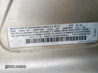 2006 Volkswagen Jetta 1.9L TDI z VIN 3VWDT71KX6M799810, wystawiony jako Copart lot #54946785 z przebiegiem 120 766 mil mil oraz Szkoda całkowita • Salvage title. Historia ofert i sprzedaży dostępna na DreamBid. Obrazek 13.