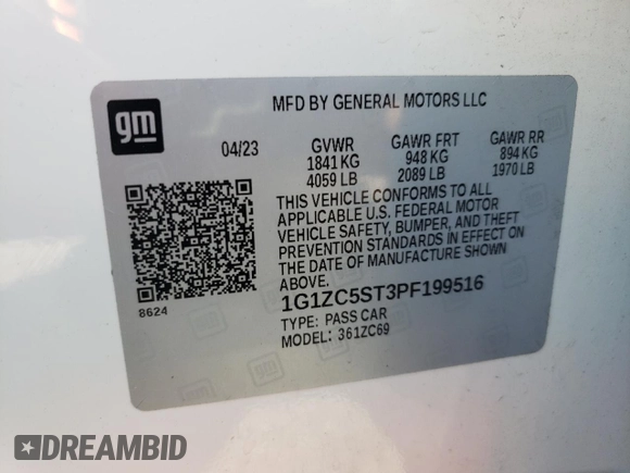 2023 Chevrolet Malibu LS with VIN 1G1ZC5ST3PF199516, listed as a Copart auction lot 50253315 with 30,979 mi miles and Salvage Title. Bid and sale history available at DreamBid. Image 12.