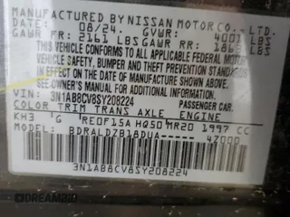 2025 Nissan Sentra SV with VIN 3N1AB8CV8SY208224, listed as a Copart auction lot 54185175 with 7,901 mi miles and Salvage Title. Bid and sale history available at carsss.com. Image 12.
