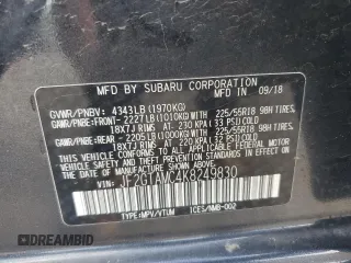 2019 Subaru Crosstrek Limited с VIN JF2GTAMC4K8249830, выставлен на аукционе Copart как лот 54919705 с пробегом 117 811 миль миль и Списание • Salvage title. История ставок и продаж доступна на DreamBid. Изображение 13.
