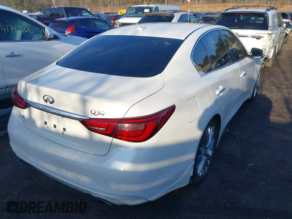2018 Infiniti Q50 2.0t LUXE with VIN JN1CV7ARXJM280110, listed as a IAAI auction lot 41722863 with 88,878 mi miles. Bid and sale history available at carsss.com. Image 4.