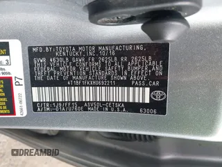 2017 Toyota Camry XLE with VIN 4T1BF1FKXHU692211, listed as a IAAI auction lot 42057730 with 92,930 mi miles and . Bid and sale history available at DreamBid. Image 9.
