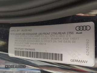 2014 Audi A6 Premium Plus z VIN WAUFGAFC1EN068005, wystawiony jako IAAI lot #42577265 z przebiegiem 109 947 mil mil oraz . Historia ofert i sprzedaży dostępna na DreamBid. Obrazek 9.