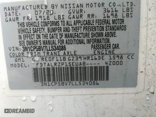 2020 Nissan Kicks S with VIN 3N1CP5BV7LL534086, listed as a IAAI auction lot 41804454 with 83,278 mi miles. Bid and sale history available at carsss.com. Image 9.