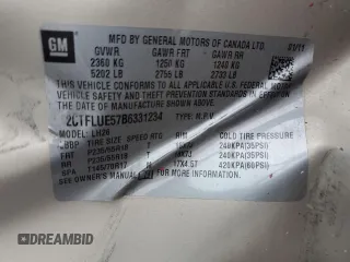 2011 GMC Terrain SLT-1 z VIN 2CTFLUE57B6331234, wystawiony jako Copart lot #51146745 z przebiegiem 77 042 mil mil oraz Szkoda całkowita • Salvage title. Historia ofert i sprzedaży dostępna na DreamBid. Obrazek 15.