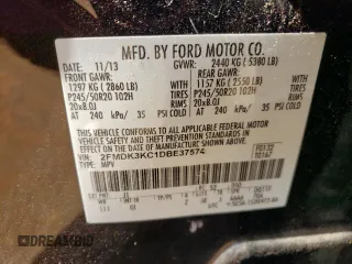 2013 Ford Edge Limited with VIN 2FMDK3KC1DBE37574, listed as a Copart auction lot 62334995 with 135,553 mi miles and Salvage title. Bid and sale history available at DreamBid. Image 13.