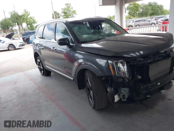 2023 Kia Telluride S with VIN 5XYP6DGC7PG405488, listed as a IAAI auction lot 42135176 with 16,799 mi miles and . Bid and sale history available at DreamBid. Image 1.