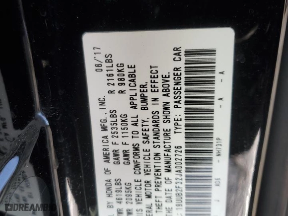 2018 Acura TLX with VIN 19UUB2F32JA002726, listed as a Copart auction lot 41926055 with 87,492 mi miles and Salvage Title. Bid and sale history available at carsss.com. Image 14.
