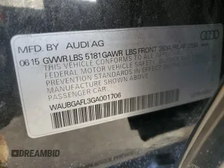 2016 Audi S4 Premium Plus with VIN WAUBGAFL3GA001706, listed as a Copart auction lot 87607535 with 125,466 mi miles and Salvage Title. Bid and sale history available at carsss.com. Image 12.