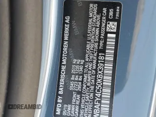 2019 BMW 8 Series M850i xDrive with VIN WBAFY4C50KBX39181, listed as a Copart auction lot 43533615 with Not provided miles and Salvage title. Bid and sale history available at DreamBid. Image 12.