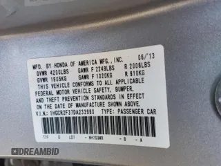 2013 Honda Accord LX z VIN 1HGCR2F37DA233990, wystawiony jako Copart lot #51832815 z przebiegiem 107 636 mil mil oraz Szkoda całkowita • Salvage title. Historia ofert i sprzedaży dostępna na DreamBid. Obrazek 14.