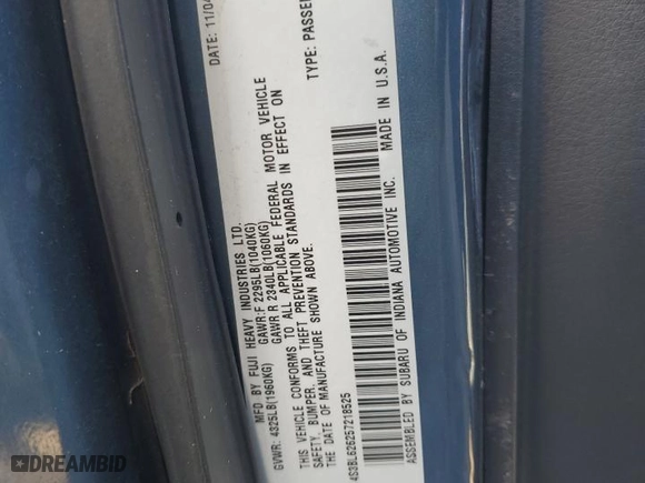 2005 Subaru Legacy Sedan (Natl) Ltd with VIN 4S3BL626257218525, listed as a Copart auction lot 86442684 with 159,487 mi miles and Salvage Title. Bid and sale history available at carsss.com. Image 14.