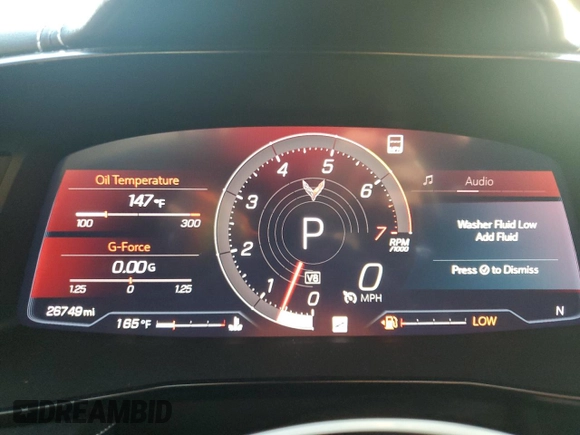 2021 Chevrolet Corvette 2LT with VIN 1G1YB2D4XM5124090, listed as a Copart auction lot 71875884 with 26,749 mi miles and Salvage Title. Bid and sale history available at carsss.com. Image 9.