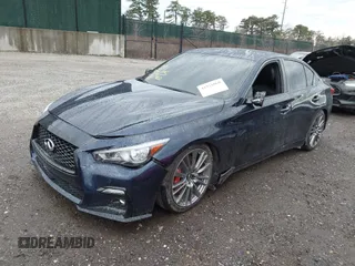 2021 Infiniti Q50 Red Sport 400 with VIN JN1FV7DR7MM880161, listed as a IAAI auction lot 41921069 with 27,323 mi miles and . Bid and sale history available at DreamBid. Image 2.
