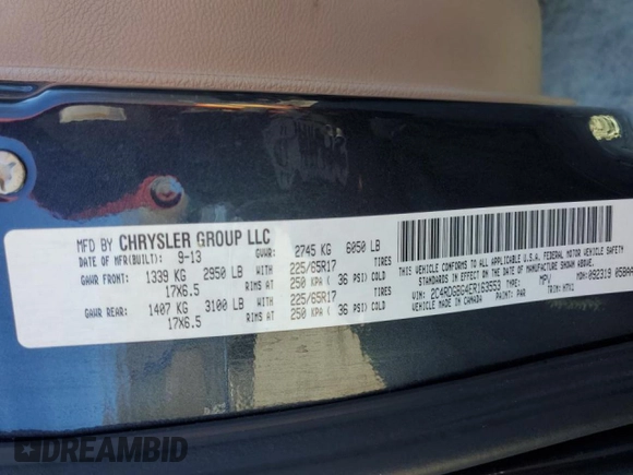 2014 Dodge Grand Caravan SE 30th Anniversary with VIN 2C4RDGBG4ER163553, listed as a Copart auction lot 46755605 with 158,061 mi miles and Clean Title. Bid and sale history available at DreamBid. Image 13.