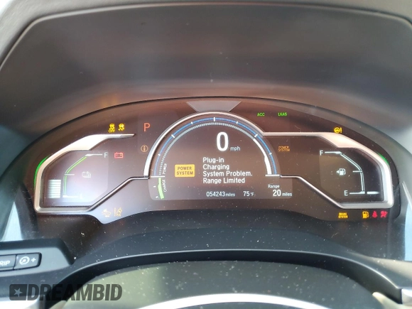 2018 Honda Clarity Plug-In Hybrid with VIN JHMZC5F13JC006501, listed as a Copart auction lot 77279634 with 54,243 mi miles and Non Repairable. Bid and sale history available at carsss.com. Image 9.
