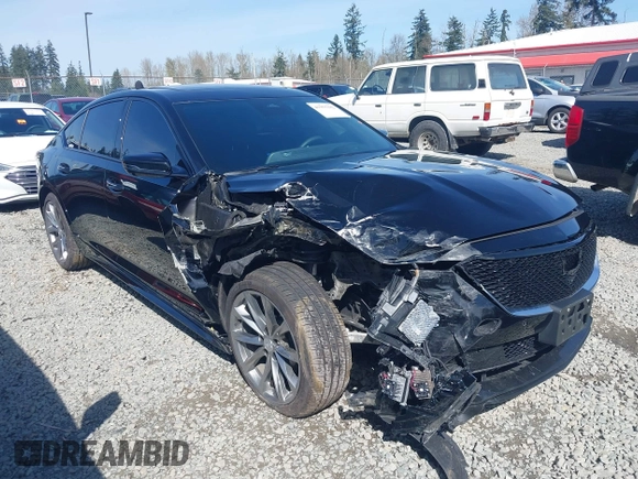 2025 Cadillac CT5 Sport with VIN 1G6DP5RK0S0109112, listed as a IAAI auction lot 41955382 with 5,107 mi miles and . Bid and sale history available at DreamBid. Image 1.