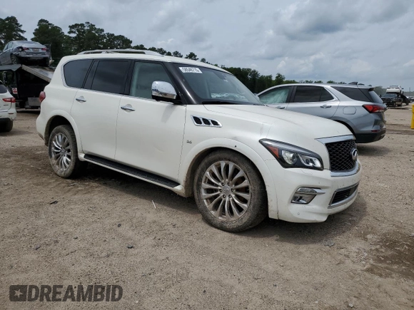 2017 Infiniti QX80 with VIN JN8AZ2NF1H9646579, listed as a Copart auction lot 58546715 with 80,244 mi miles and Salvage title. Bid and sale history available at DreamBid. Image 4.