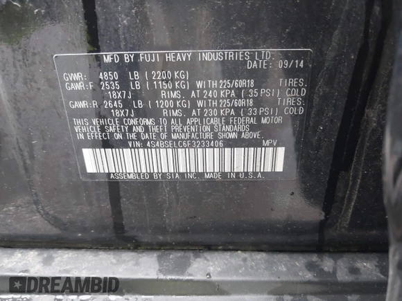 2015 Subaru Outback Limited with VIN 4S4BSELC6F3233406, listed as a IAAI auction lot 42335735 with 114,096 mi miles and . Bid and sale history available at DreamBid. Image 8.