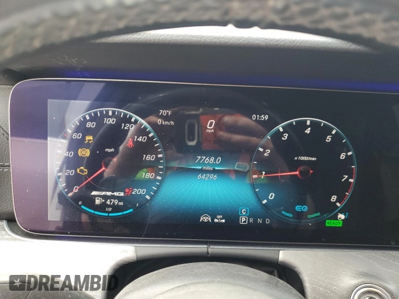 2019 Mercedes-Benz AMG GT 53 with VIN WDD7X6BB0KA007660, listed as a Copart auction lot 52593275 with 64,296 mi miles and Salvage title. Bid and sale history available at DreamBid. Image 9.