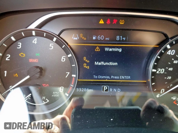 2022 Nissan Frontier S with VIN 1N6ED1CM7NN632998, listed as a Copart auction lot 52043135 with 33,286 mi miles and Salvage title. Bid and sale history available at DreamBid. Image 9.