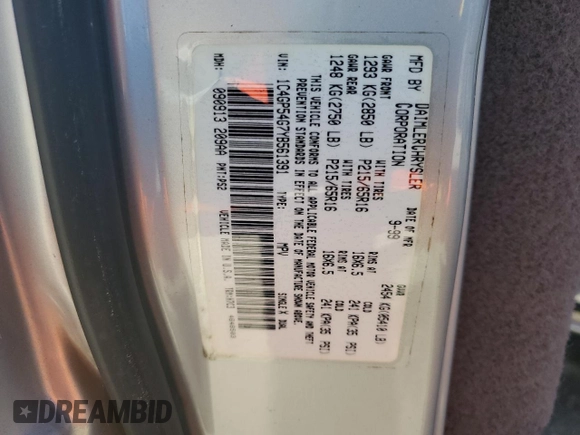 2000 Chrysler Town & Country with VIN 1C4GP54G7YB561391, listed as a Copart auction lot 48127695 with Not Provided miles and Salvage Title. Bid and sale history available at DreamBid. Image 13.