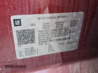 2019 Chevrolet Tahoe LT z VIN 1GNSCBKC2KR258478, wystawiony jako Copart lot #61722975 z przebiegiem 95 898 mil mil oraz Szkoda całkowita • Salvage title. Historia ofert i sprzedaży dostępna na DreamBid. Obrazek 13.