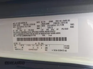 2019 Ford Transit with VIN 1FTYE1ZM9KKB37770, listed as a IAAI auction lot 41626395 with 71,214 mi miles. Bid and sale history available at carsss.com. Image 9.
