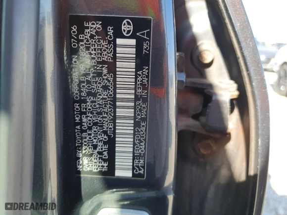 2007 Toyota Yaris with VIN JTDBT923771066545, listed as a Copart auction lot 54373605 with 276,323 mi miles and Clean Title. Bid and sale history available at carsss.com. Image 12.