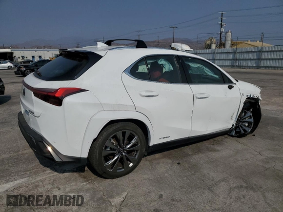 2022 Lexus UX 250h F Sport with VIN JTHE9JBHXN2057983, listed as a Copart auction lot 71456654 with 27,367 mi miles and Salvage Title. Bid and sale history available at DreamBid. Image 3.