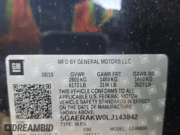 2020 Buick Enclave Preferred with VIN 5GAERAKW0LJ143842, listed as a Copart auction lot 86399264 with 19,033 mi miles and Clean Title. Bid and sale history available at carsss.com. Image 13.