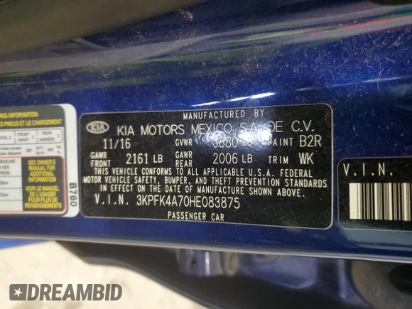 2017 Kia Forte LX with VIN 3KPFK4A70HE083875, listed as a Copart auction lot 48251705 with 68,568 mi miles and Salvage Title. Bid and sale history available at carsss.com. Image 13.
