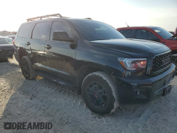 2021 Toyota Sequoia TRD Pro with VIN 5TDEY5B19MS182950, listed as a Copart auction lot 45160465 with 61,759 mi miles and Salvage Title. Bid and sale history available at carsss.com. Image 4.